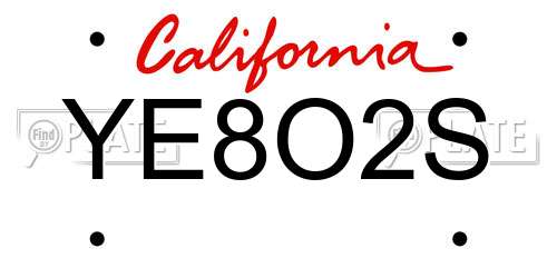 YE8O2S California License Plate
