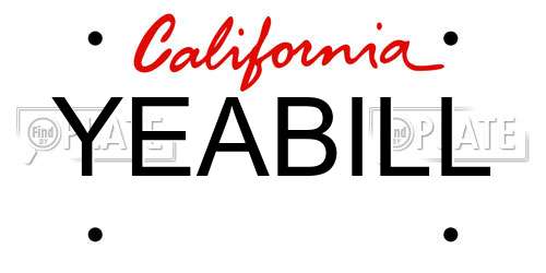 YEABILL California License Plate