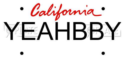 YEAHBBY California License Plate