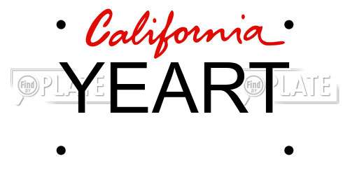 YEART California License Plate