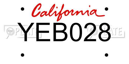 YEB028 California License Plate