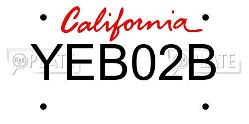 YEB02B California License Plate