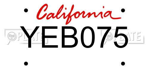 YEB075 California License Plate