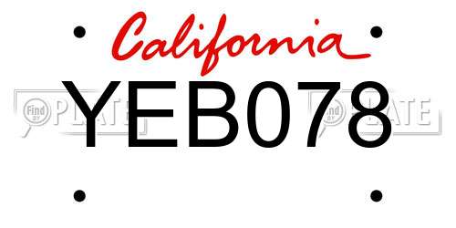 YEB078 California License Plate