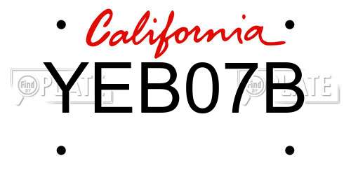 YEB07B California License Plate