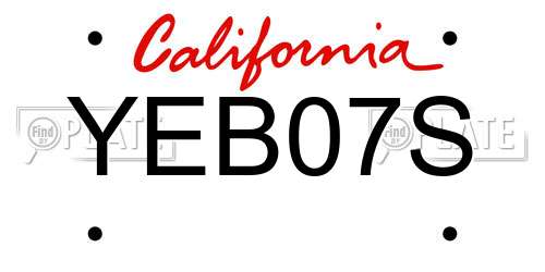 YEB07S California License Plate