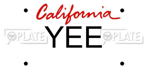 YEE California License Plate