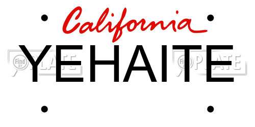 YEHAITE California License Plate