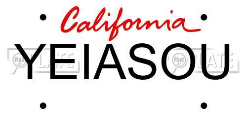 YEIASOU California License Plate