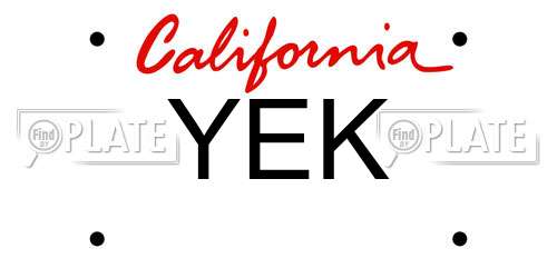 YEK California License Plate