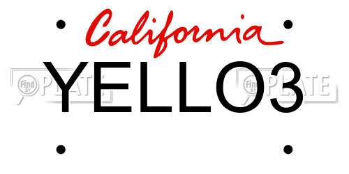 YELLO3 California License Plate