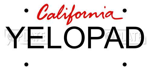 YELOPAD California License Plate