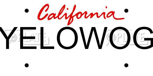 YELOWOG California License Plate