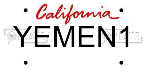 YEMEN1 California License Plate
