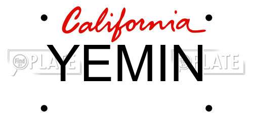 YEMIN California License Plate