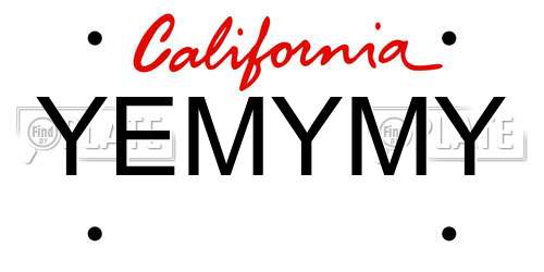 YEMYMY California License Plate