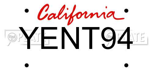 YENT94 California License Plate