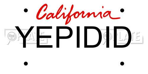 YEPIDID California License Plate