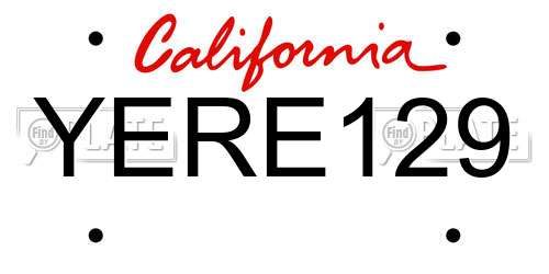 YERE129 California License Plate