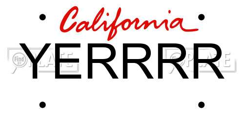 YERRRR California License Plate