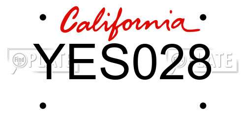 YES028 California License Plate