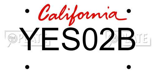 YES02B California License Plate
