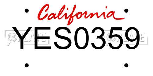 YES0359 California License Plate
