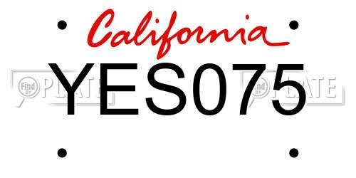 YES075 California License Plate