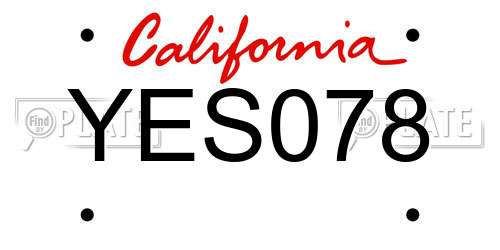 YES078 California License Plate