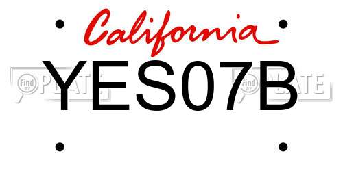 YES07B California License Plate