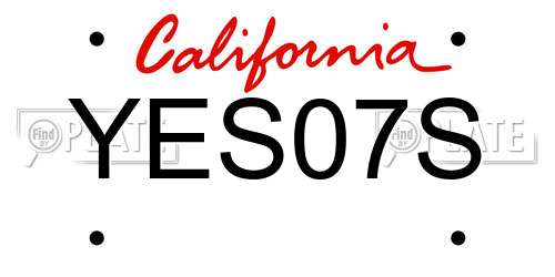 YES07S California License Plate