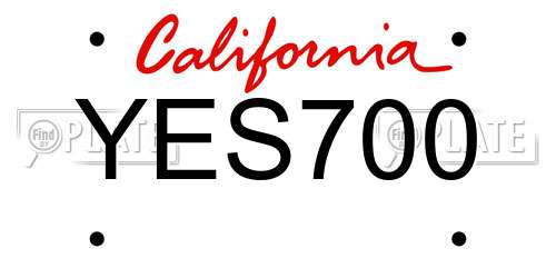 YES700 California License Plate