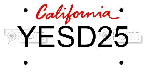 YESD25 California License Plate