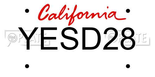 YESD28 California License Plate