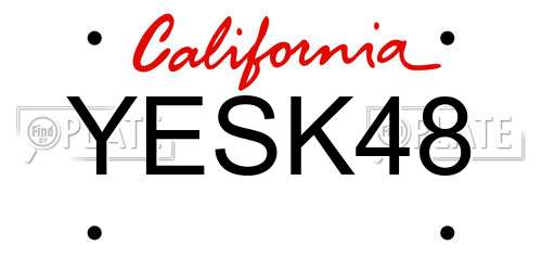YESK48 California License Plate
