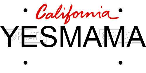 YESMAMA California License Plate