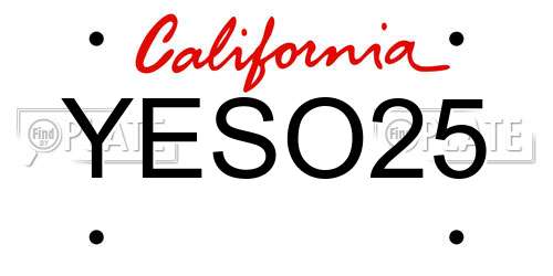 YESO25 California License Plate