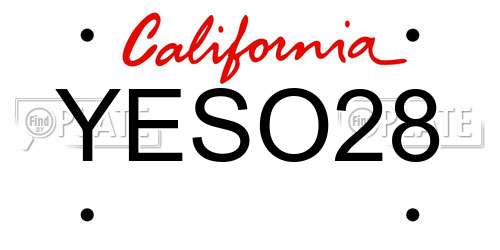 YESO28 California License Plate