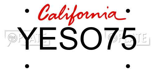 YESO75 California License Plate
