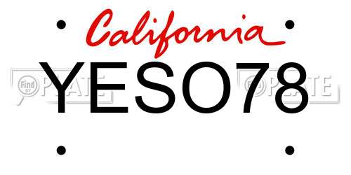YESO78 California License Plate