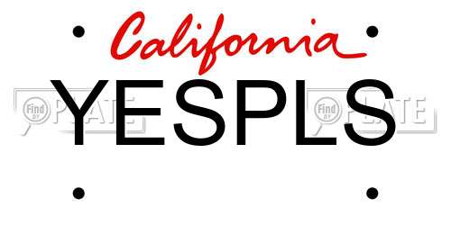 YESPLS California License Plate