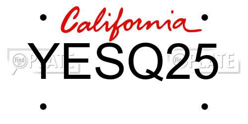 YESQ25 California License Plate