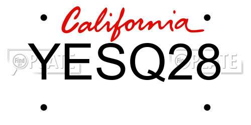 YESQ28 California License Plate