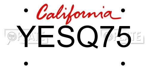 YESQ75 California License Plate