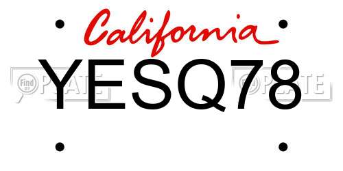 YESQ78 California License Plate