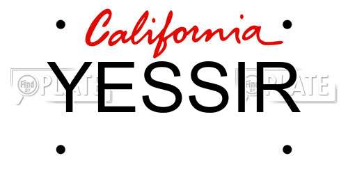 YESSIR license plate in CA state