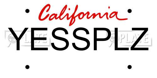 YESSPLZ California License Plate