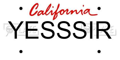 YESSSIR California License Plate