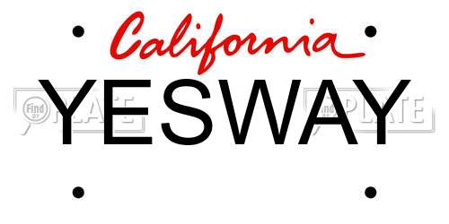 YESWAY California License Plate