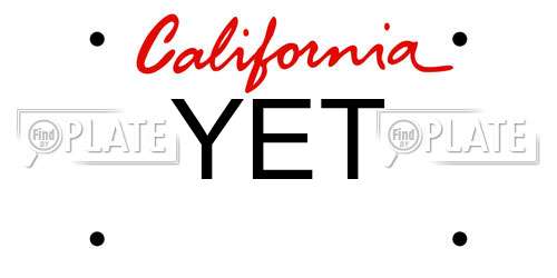 YET California License Plate